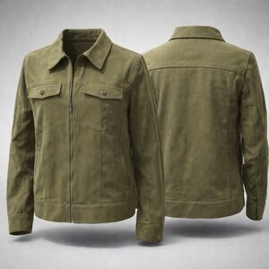 Doe & Rae Olive Green Full Zip Denim Utility Jacket Womens Medium New With Tags‎